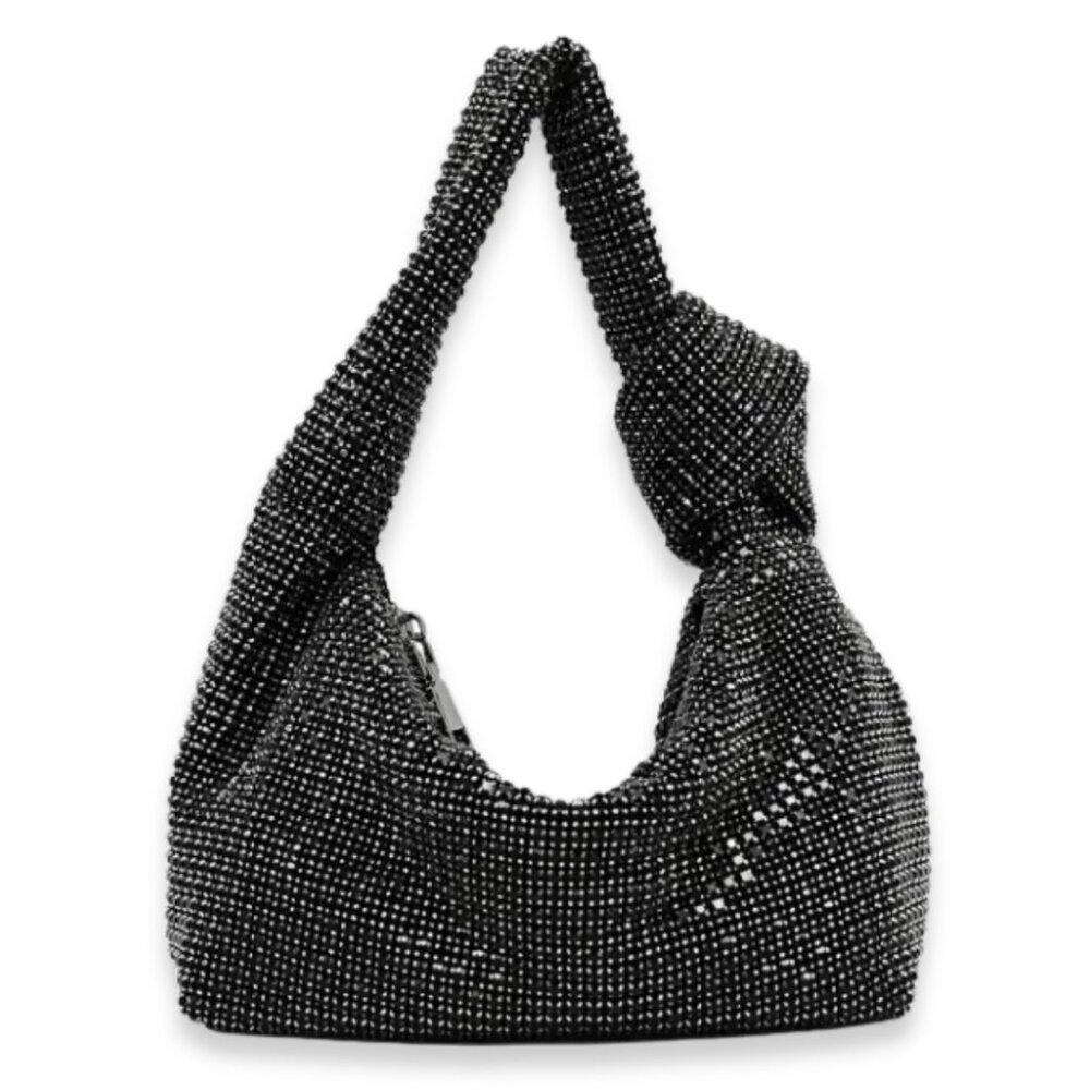 Rhinestone Mesh Bag Party Crystal Clutch Bag Evening Black Crystal Clutch